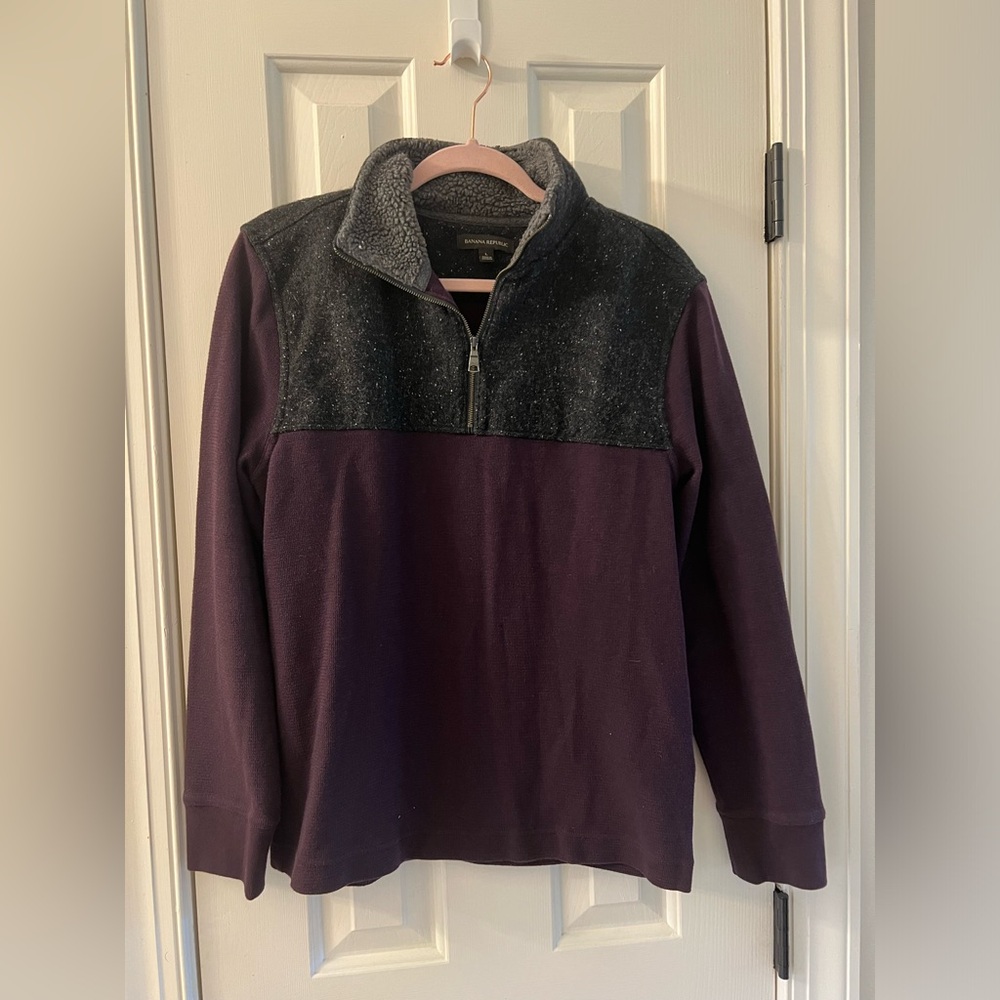 Banana Republic Maroon and Grey Pullover Sweater